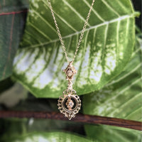 13K Gold & Diamond Victorian Style 18” Pendant Necklace