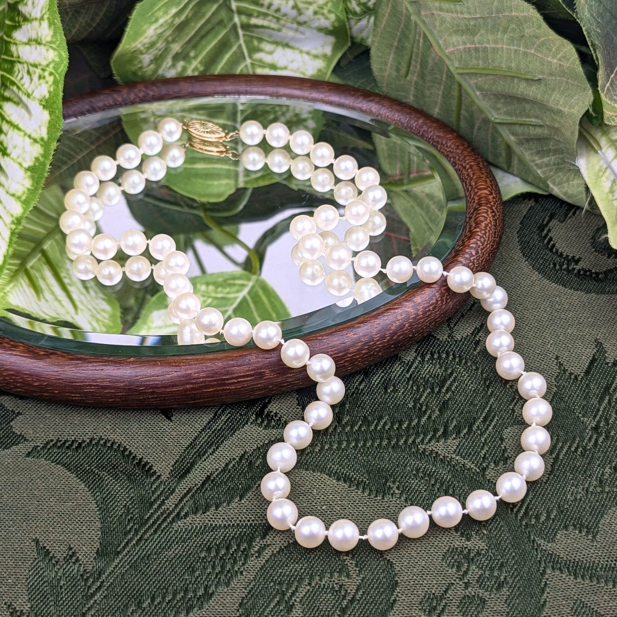 Vintage 18K Gold 20" 6.5mm Pearl Necklace