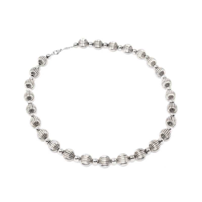 Sterling Silver 18" Fluted Bead Chain Necklace