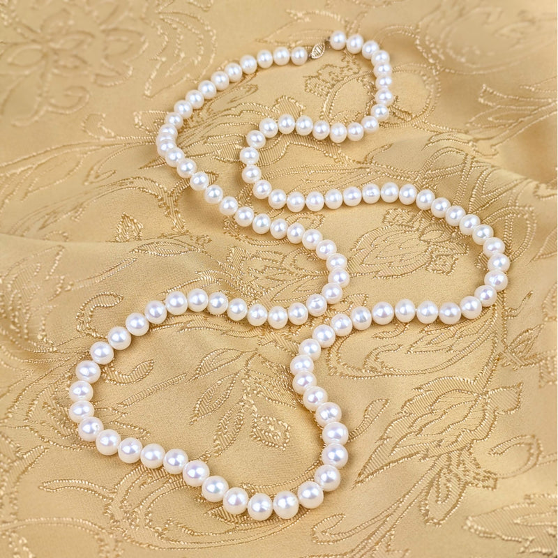 14K Gold 8.5mm Freshwater Pearl 35" Opera Length Necklace