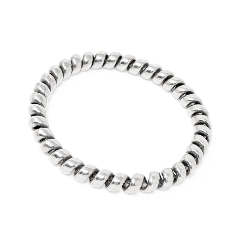 Italian Sterling Silver 8.5mm Twisted Coil Bangle Bracelet