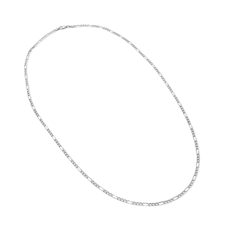 Italian Sterling Silver 3mm 24” Figaro Chain Necklace