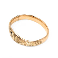Victorian Gold Filled Monogrammed & Etched Hinged Bangle Bracelet