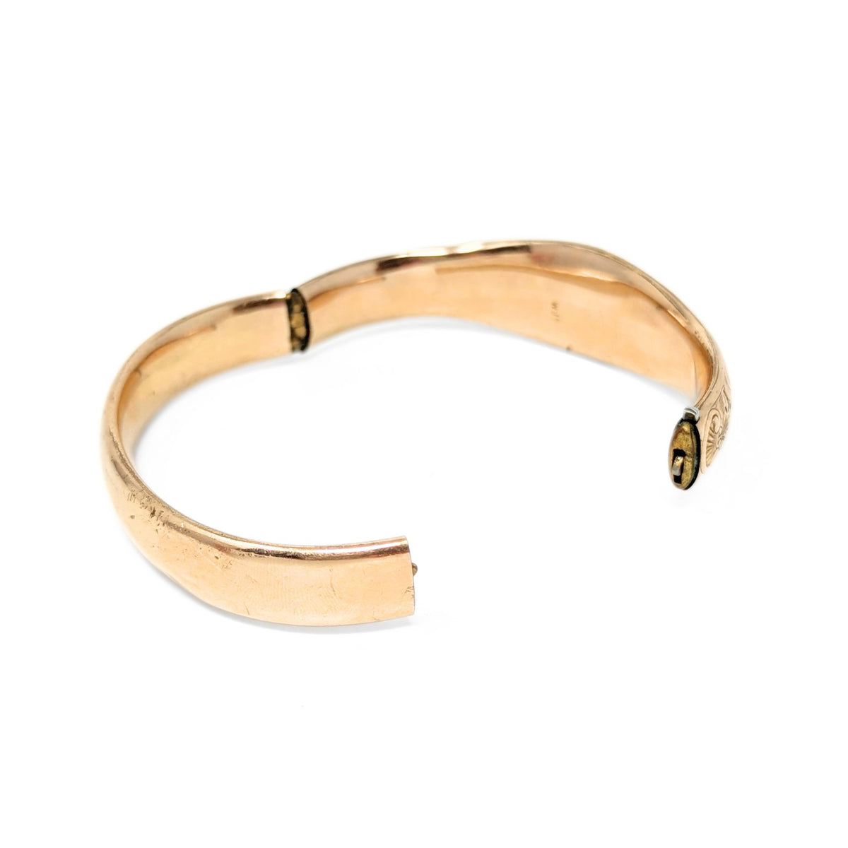 Victorian Gold Filled Monogrammed & Etched Hinged Bangle Bracelet