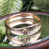Victorian Gold Filled Monogrammed & Etched Hinged Bangle Bracelet