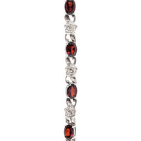 Sterling Silver & Garnet Rose Themed Link Bracelet