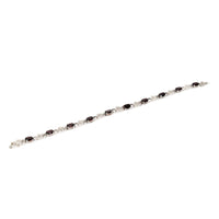 Sterling Silver & Garnet Rose Themed Link Bracelet