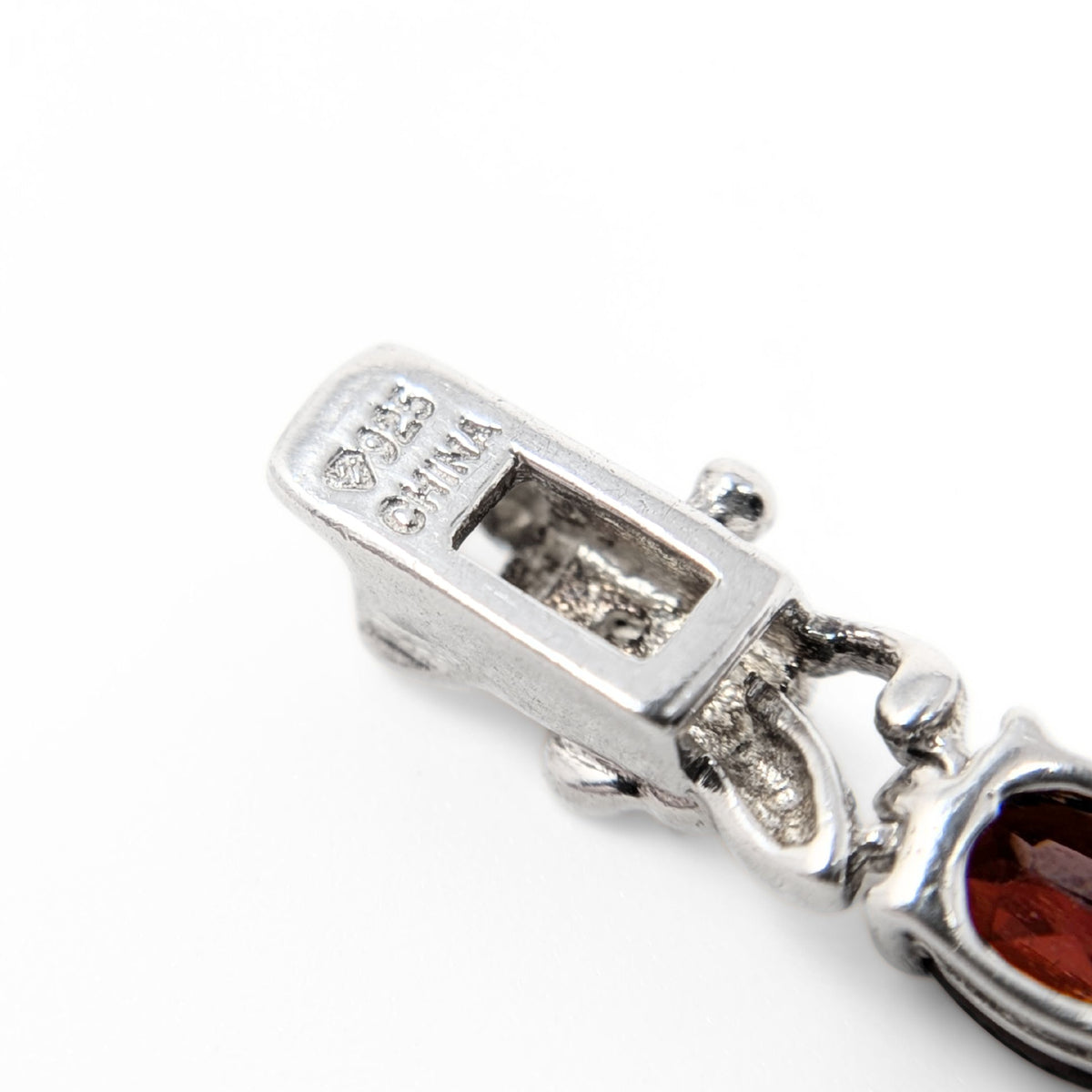 Sterling Silver & Garnet Rose Themed Link Bracelet