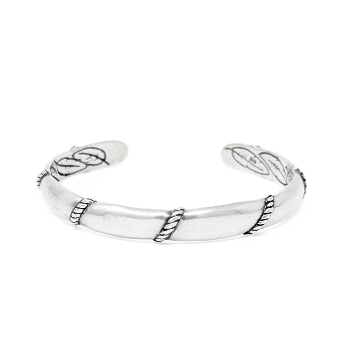 Vintage Sterling Silver Navajo Bar & Rope Cuff Bracelet