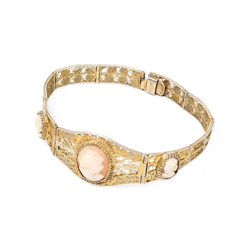 Italian Victorian .800 Silver Vermeil Cameo Bracelet