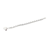 Sterling Silver 8” Rolo Link Heart ID Bracelet