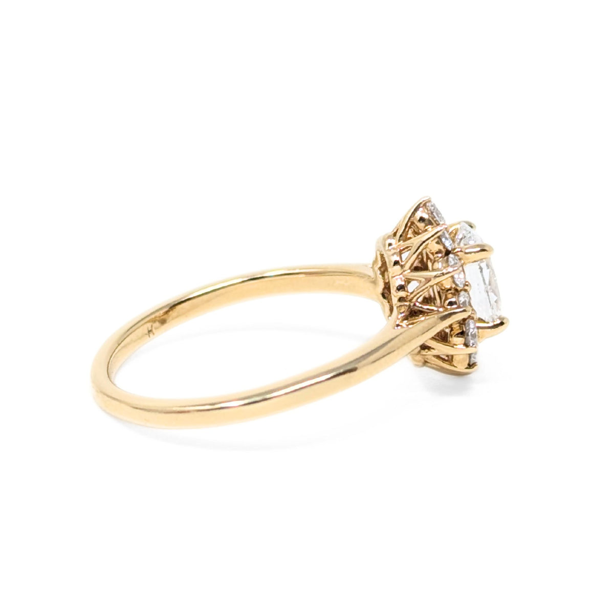 Olive Ave 13K Gold .73ct Lab Diamond "Ivy" Halo Engagement Ring - Sz 6.25