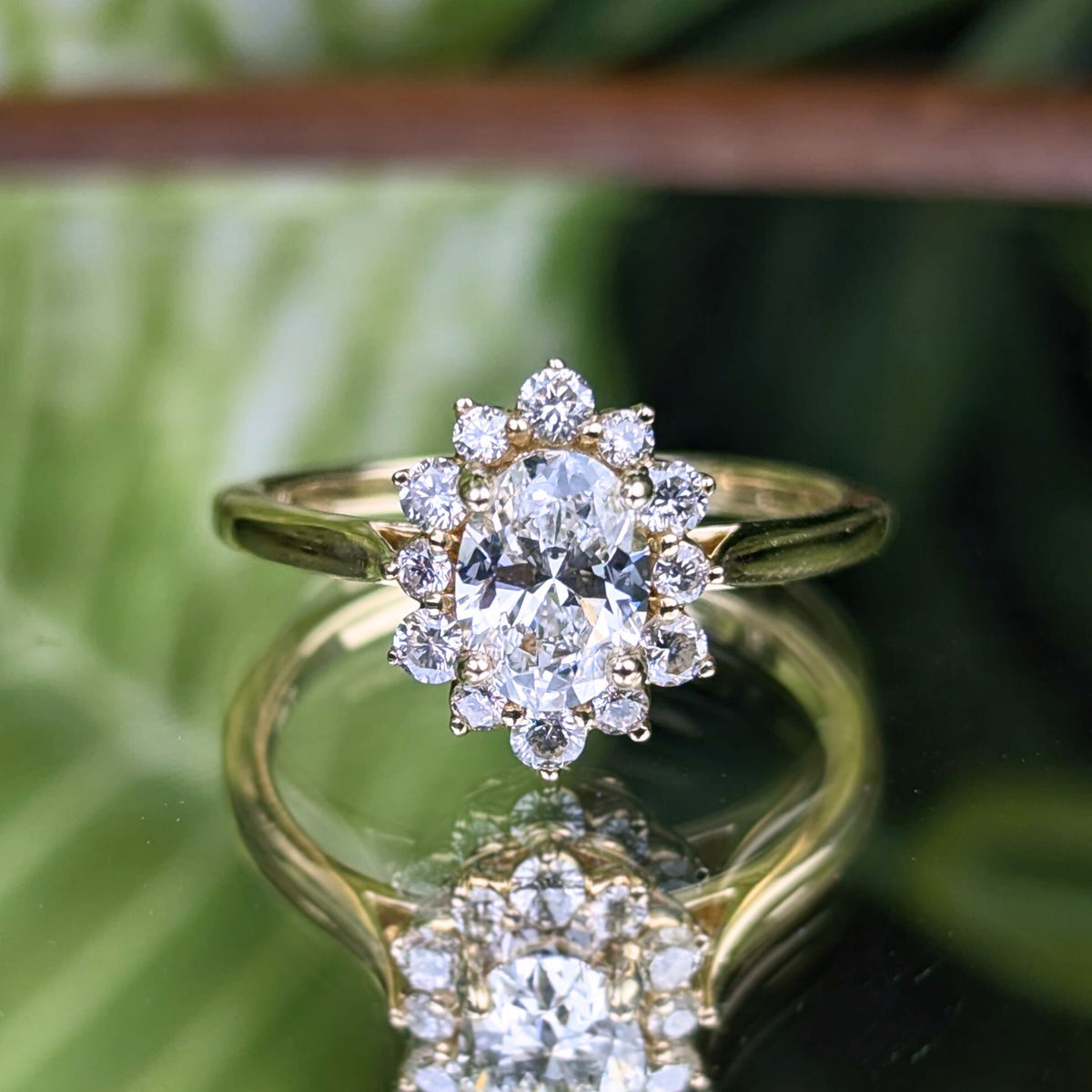 Olive Ave 13K Gold .73ct Lab Diamond "Ivy" Halo Engagement Ring - Sz 6.25