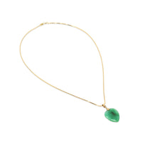 14K Gold Jade Heart 20" Snake Chain Necklace