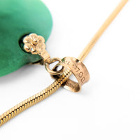 14K Gold Jade Heart 20" Snake Chain Necklace