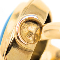 18K Gold Vintage Egyptian Blue Turquoise Ring - Size 8