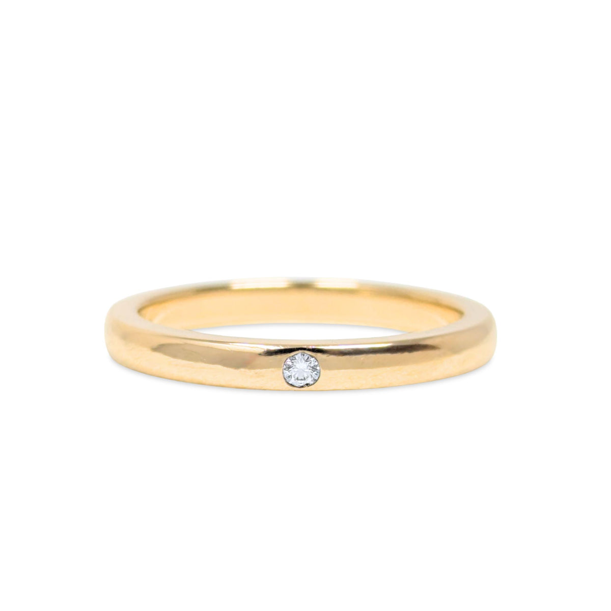 Tiffany & Co Elsa Peretti 18K Gold Diamond 2.2mm Band Ring - Size 5.5