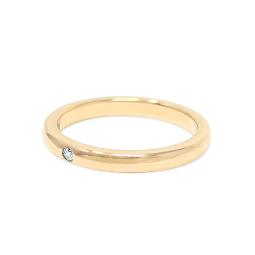 Tiffany & Co Elsa Peretti 18K Gold Diamond 2.2mm Band Ring - Size 5.5