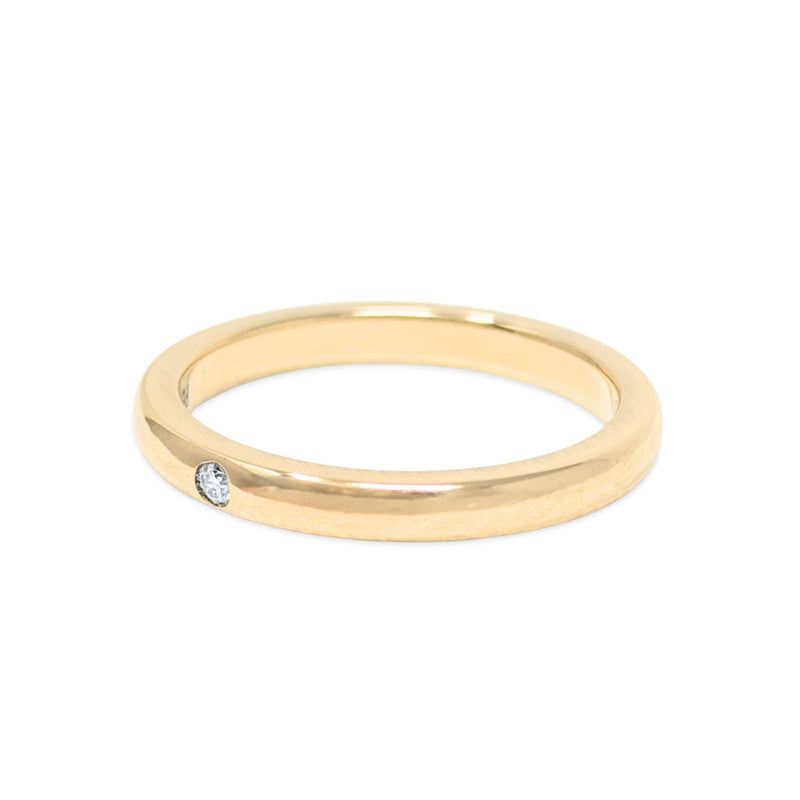 Tiffany & Co Elsa Peretti 18K Gold Diamond 2.2mm Band Ring - Size 5.5