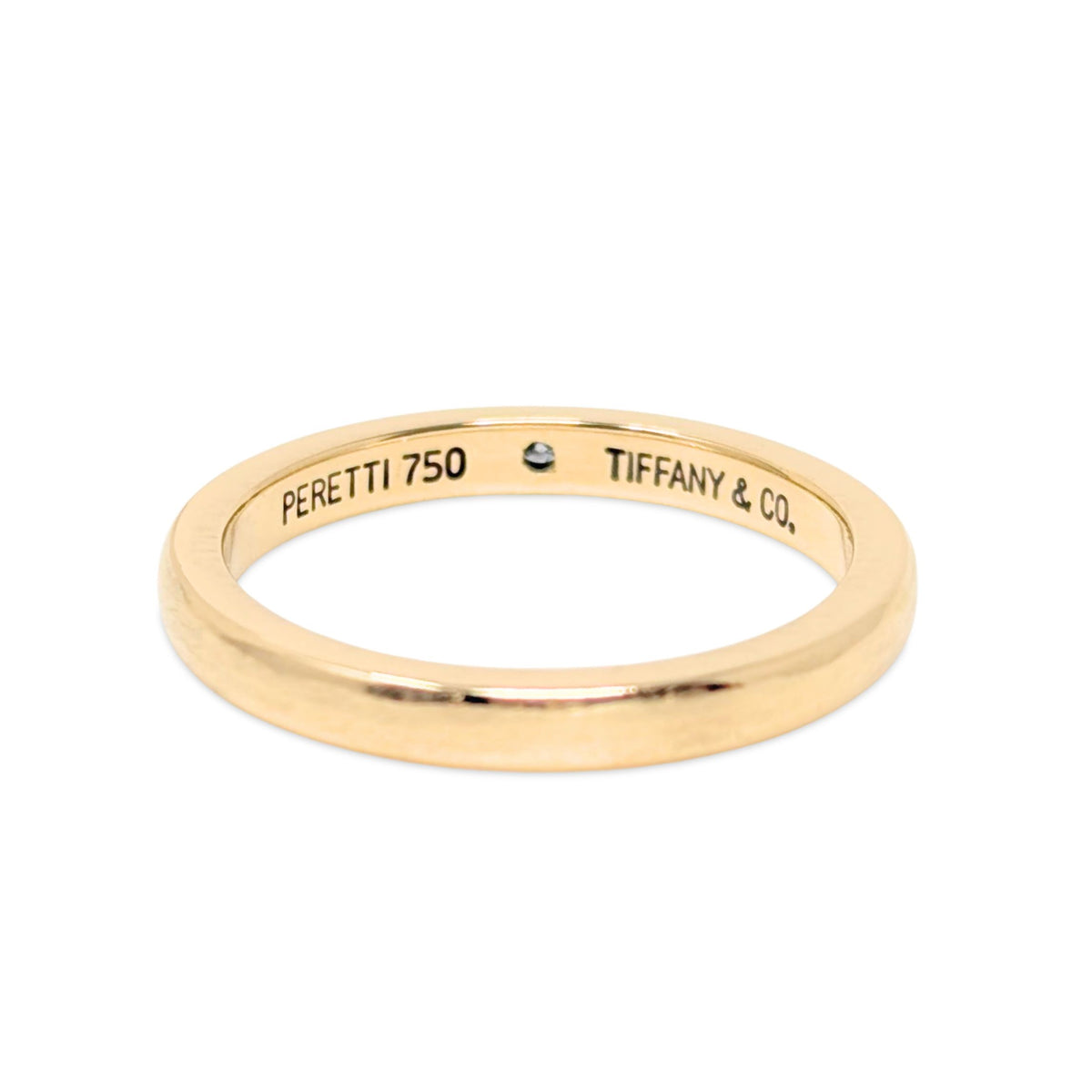 Tiffany & Co Elsa Peretti 18K Gold Diamond 2.2mm Band Ring - Size 5.5