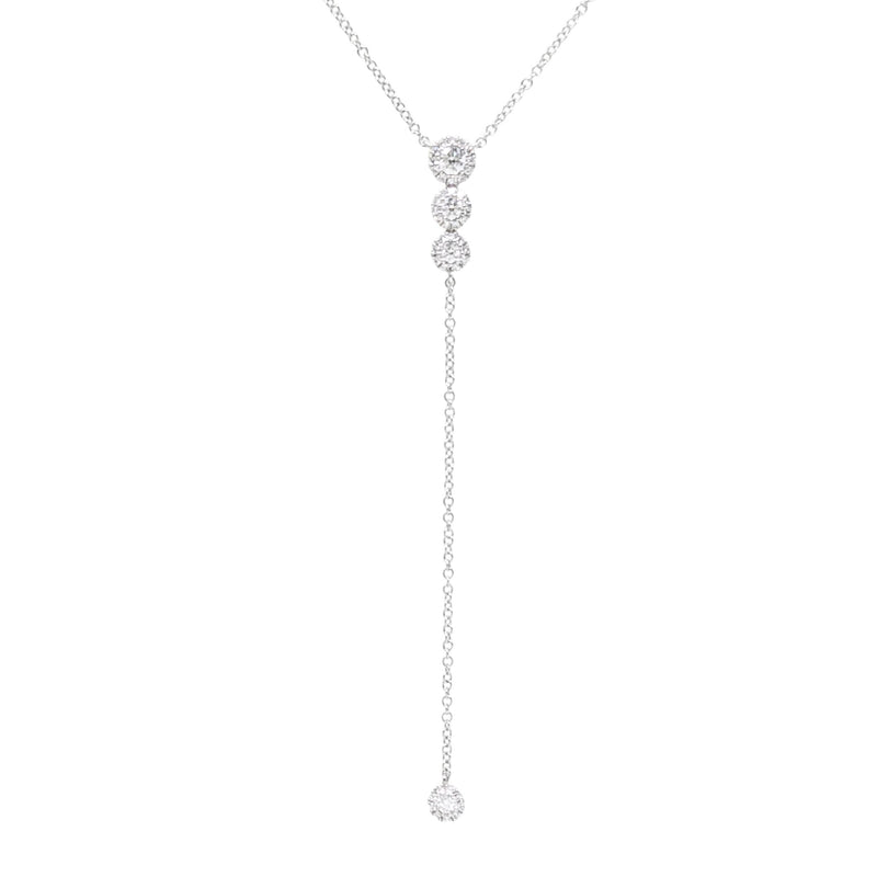 13K White Gold Adjustable Diamond Drop Necklace
