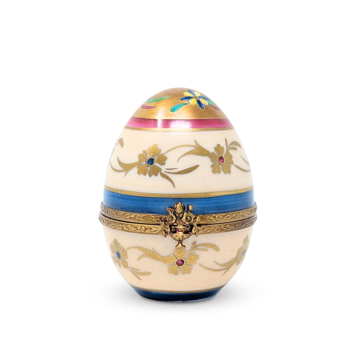 Hand-Painted Limoges Porcelain Egg-Shaped Trinket Box