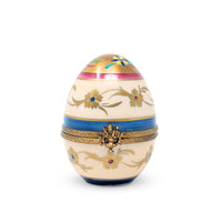 Hand-Painted Limoges Porcelain Egg-Shaped Trinket Box