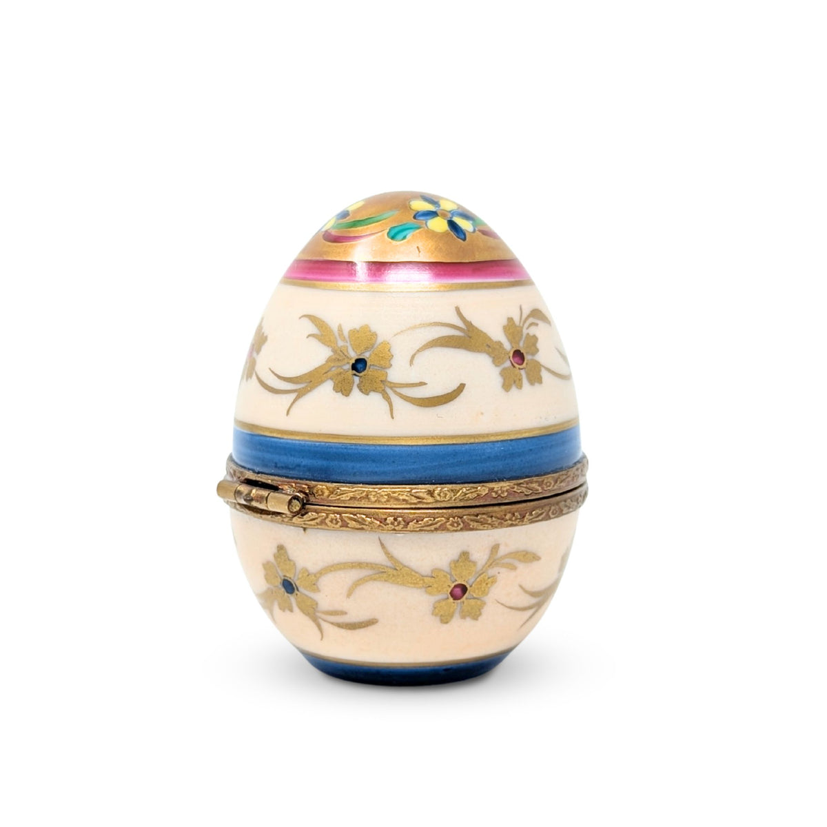 Hand-Painted Limoges Porcelain Egg-Shaped Trinket Box