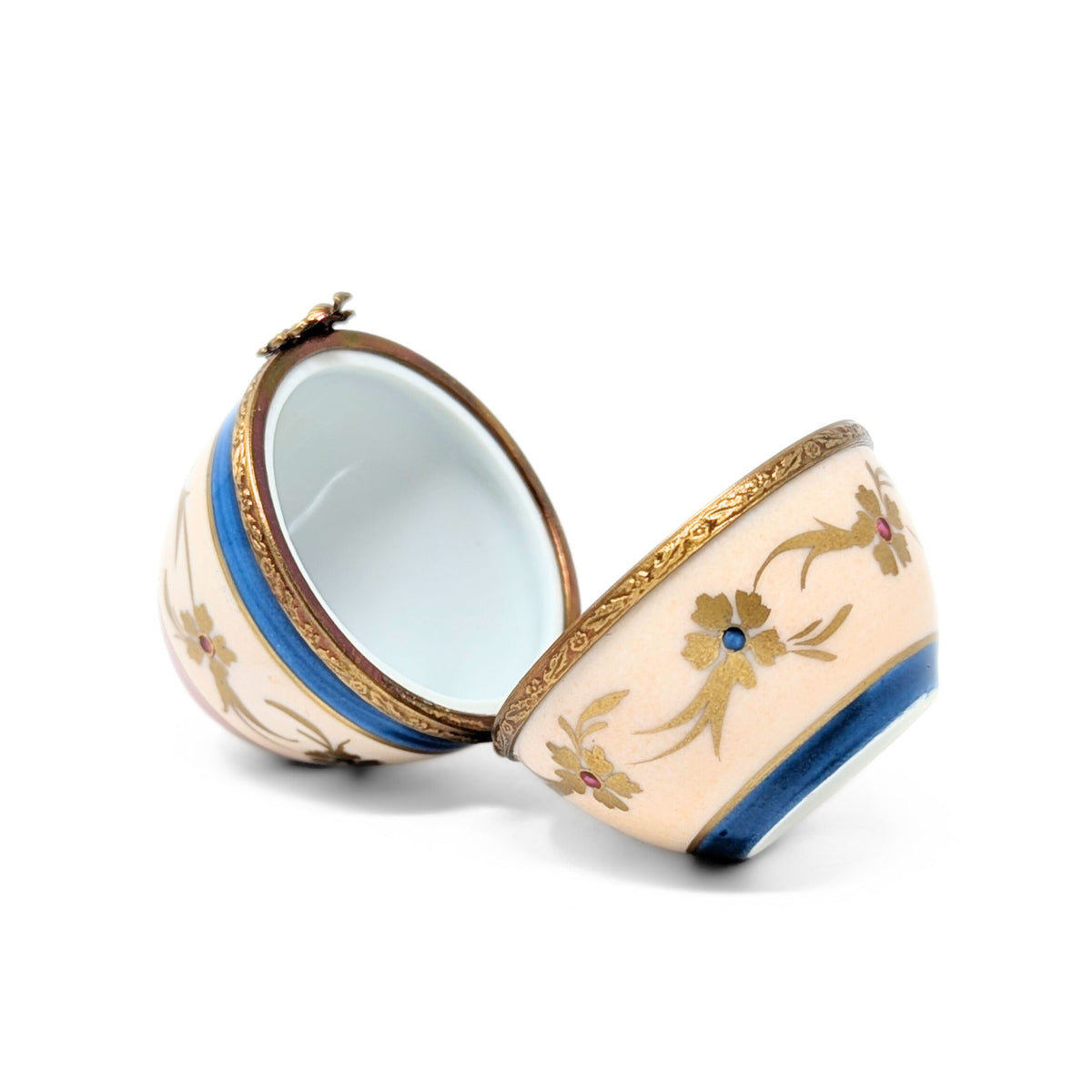 Hand-Painted Limoges Porcelain Egg-Shaped Trinket Box