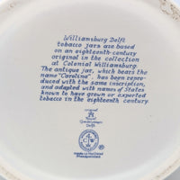 Royal Goedewaagen Delft 11” Colonial Williamsburg Carolina Tobacco Jar