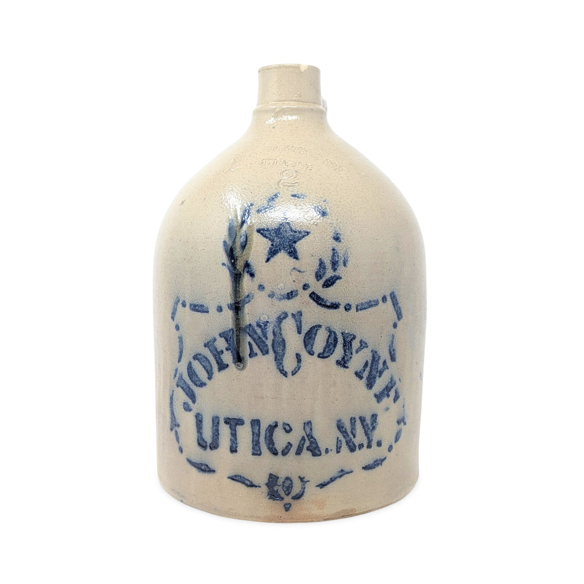 N.A.White Antique 2gal Jug, John Coyne Utica NY