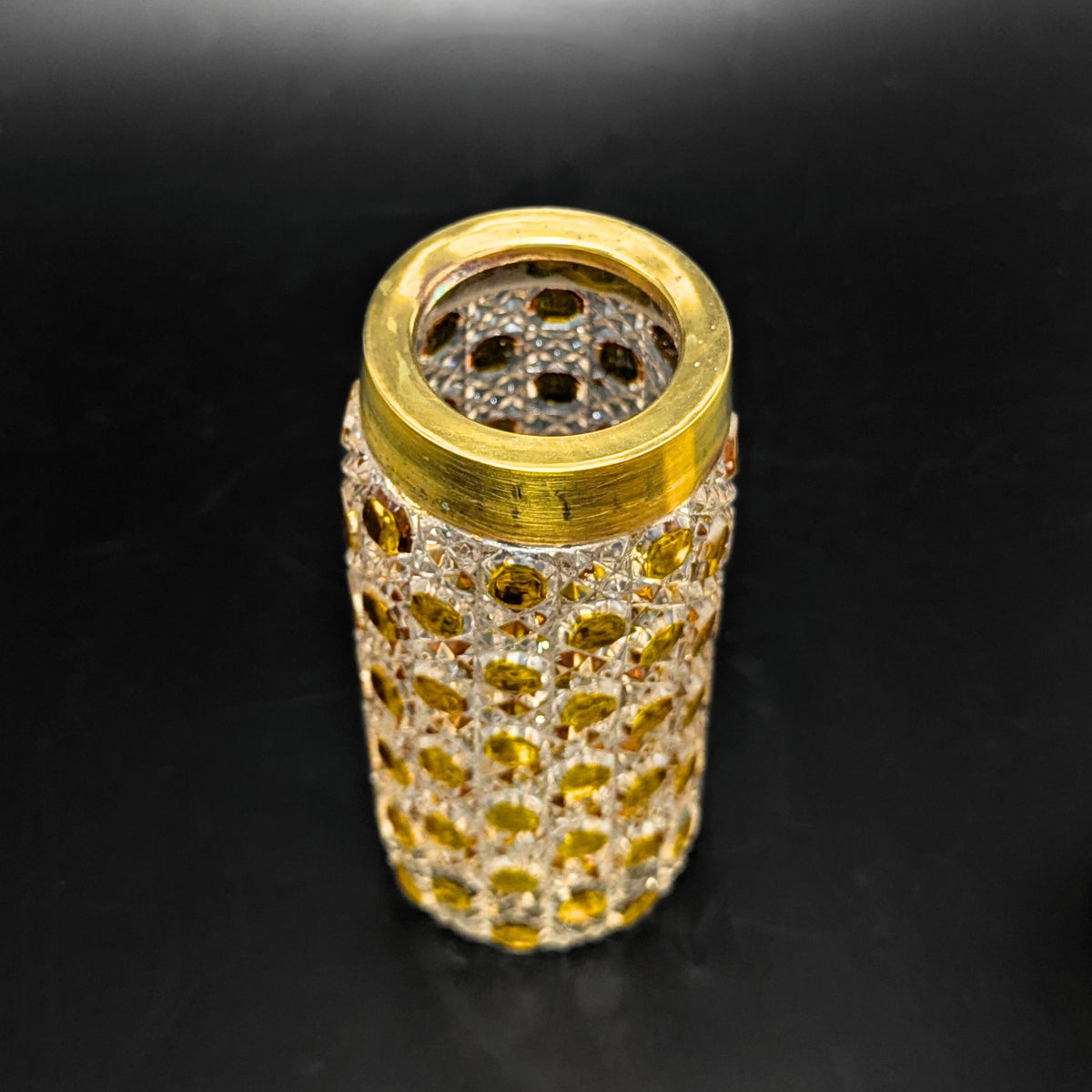 Bohemian Antique Amber Cut to Clear Muffineer/ Sugar Shaker