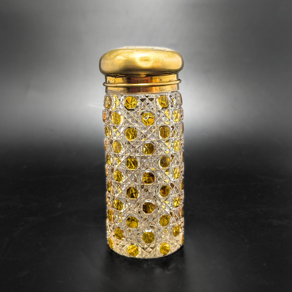 Bohemian Antique Amber Cut to Clear Muffineer/ Sugar Shaker