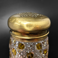 Bohemian Antique Amber Cut to Clear Muffineer/ Sugar Shaker