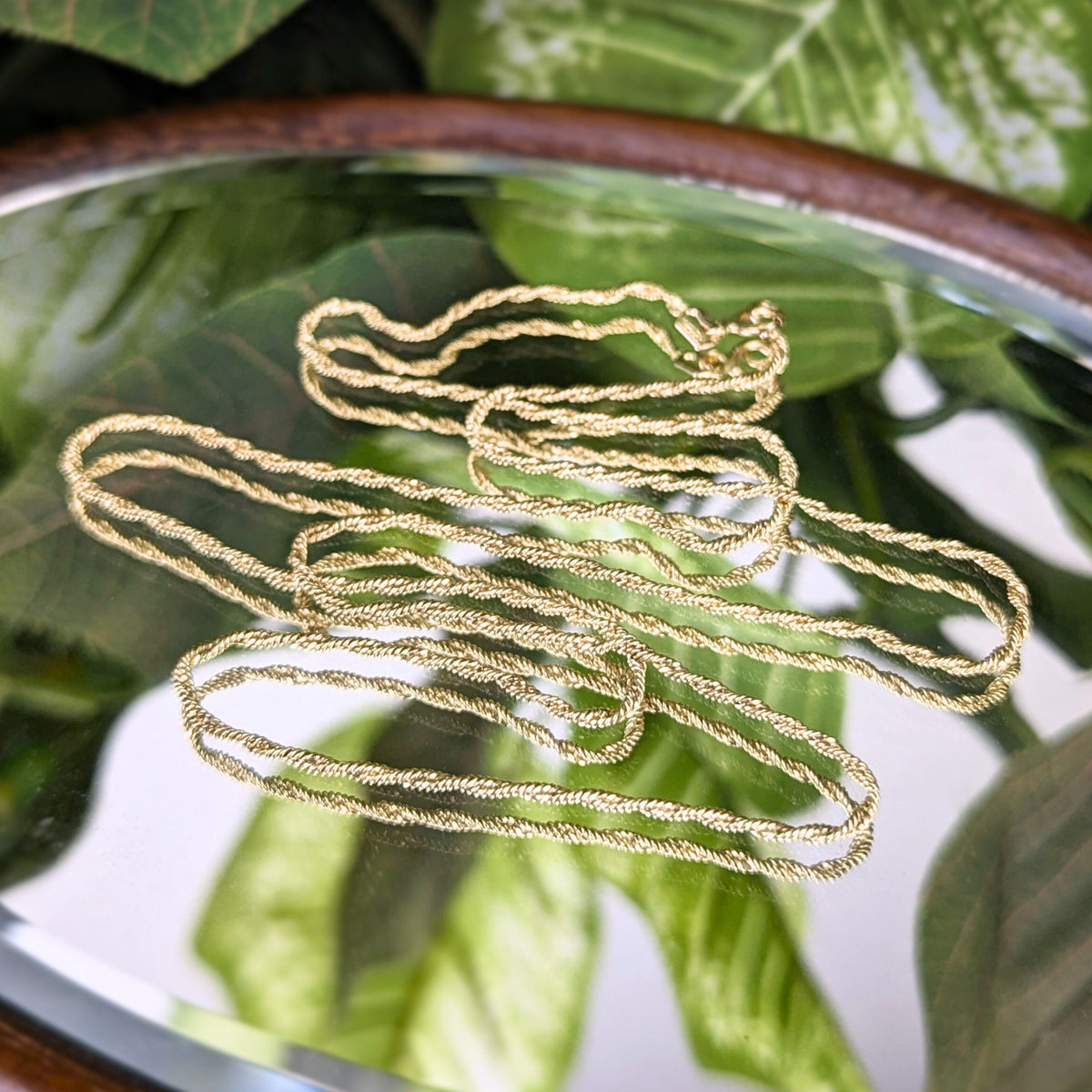 13K Gold 1.5mm 21” Twisted Rope Chain Necklace