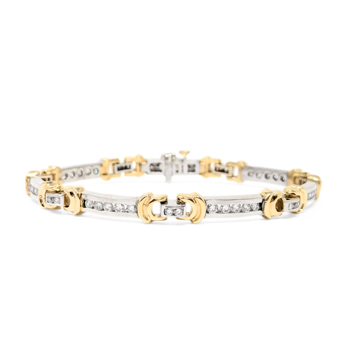 13K Two-Tone Gold 50 Diamond 2.9tcw Link Bracelet, 7 3/8"