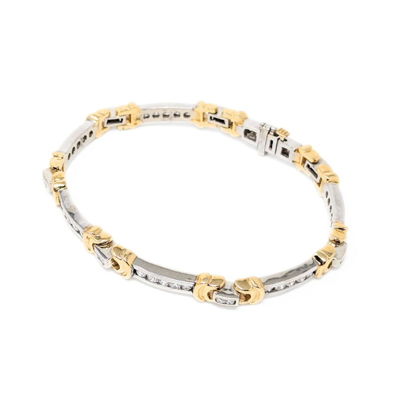 13K Two-Tone Gold 50 Diamond 2.9tcw Link Bracelet, 7 3/8"