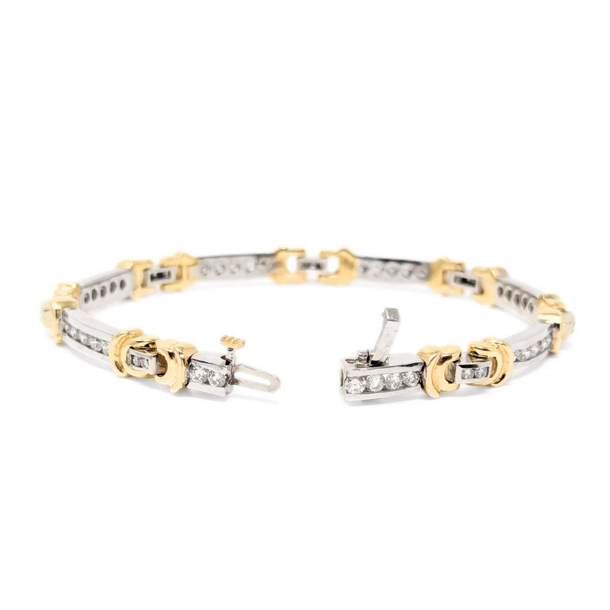 13K Two-Tone Gold 50 Diamond 2.9tcw Link Bracelet, 7 3/8"