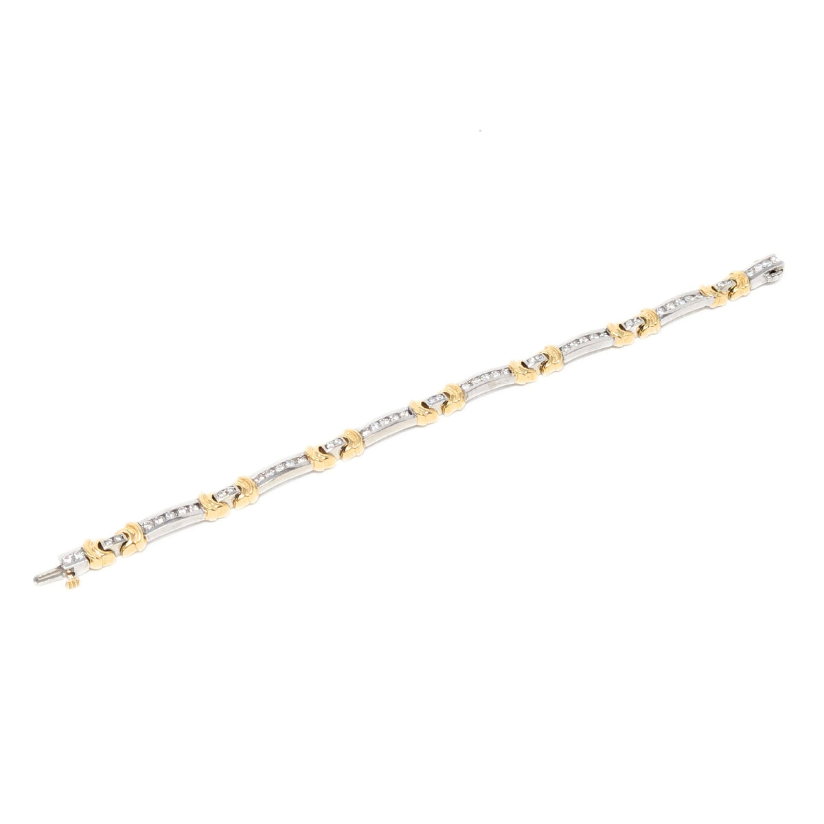 13K Two-Tone Gold 50 Diamond 2.9tcw Link Bracelet, 7 3/8"