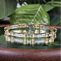 13K Two-Tone Gold 50 Diamond 2.9tcw Link Bracelet, 7 3/8"