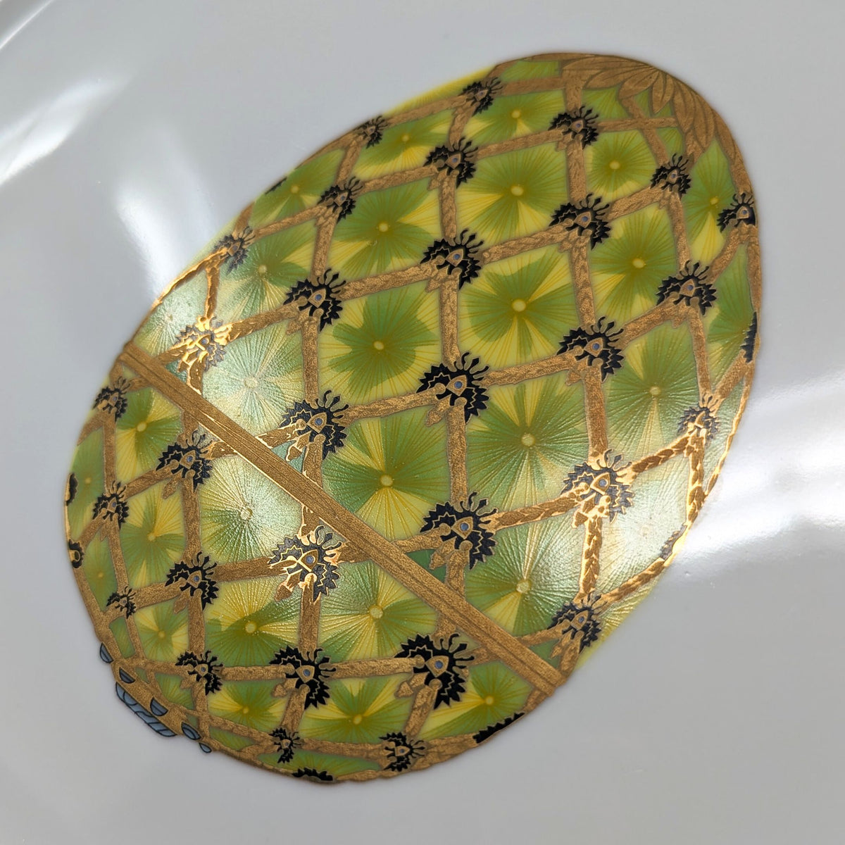 Veritable Porcelaine Email de Limoges Faberge Easter Egg 12" Charger Plates (6)