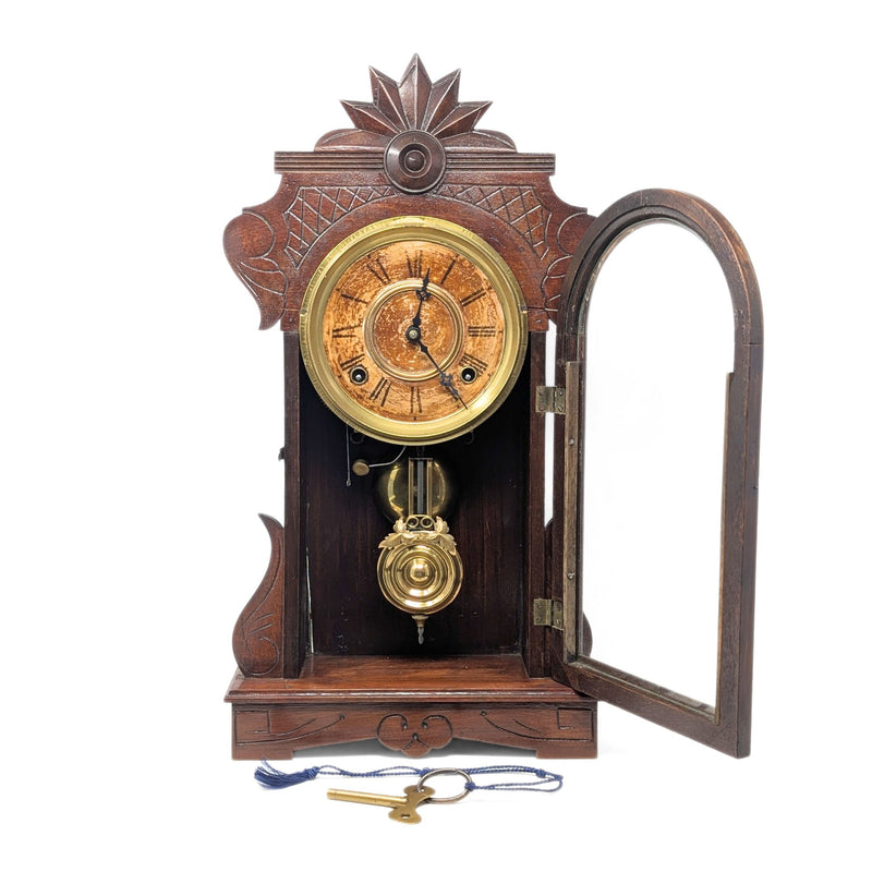 1885 Gilbert Argus 8-Day Walnut Mantel Clock