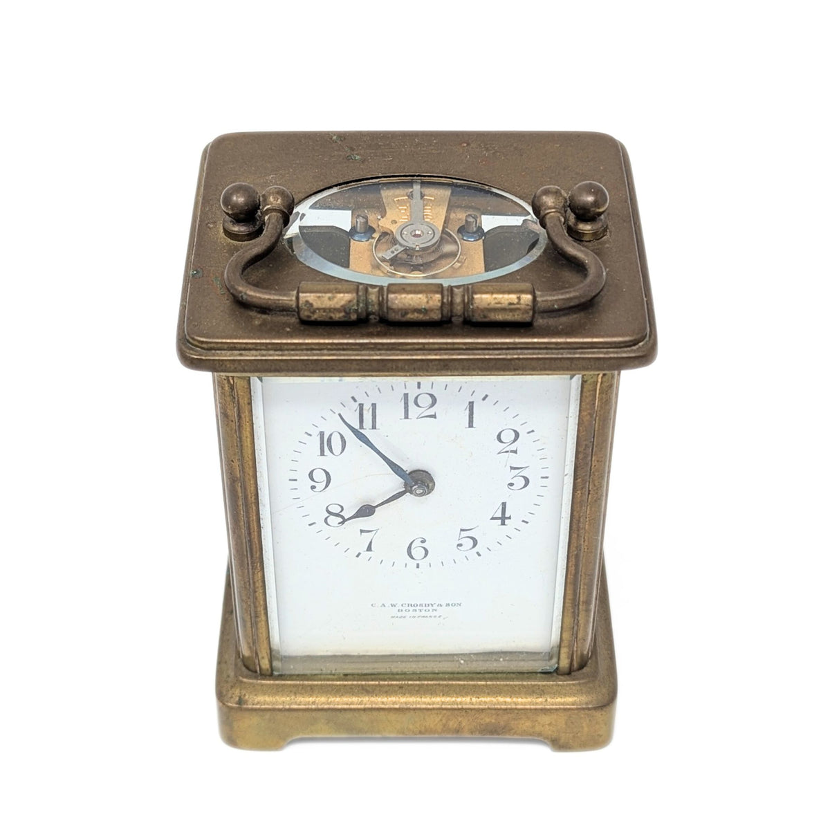 Antique French Carriage Clock C.A.W. Crosby & Son Boston