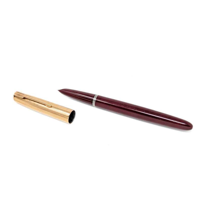 Parker "51" Burgundy Fountain Pen W/ 12K Rolled Gold Cap, Untested