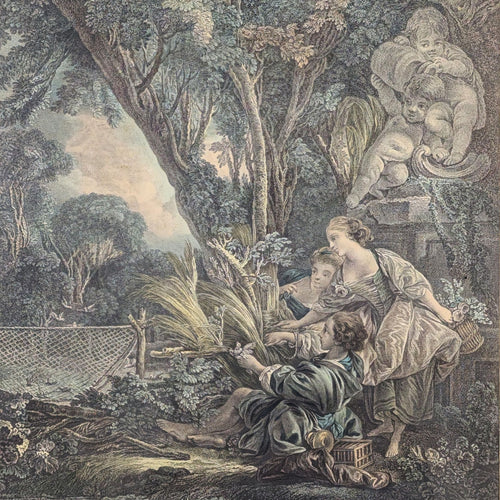 Jacques Fermin Beauvarlet "La Chasse" Copper Engraving After Francois Bouchet