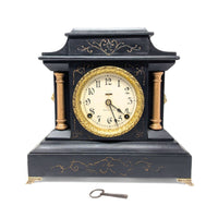 Ingraham 1880’s 8-Day Black Mantle Lion Theme Clock