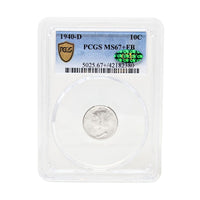 1940-D PCGS MS67+ FB CAC Mercury Dime