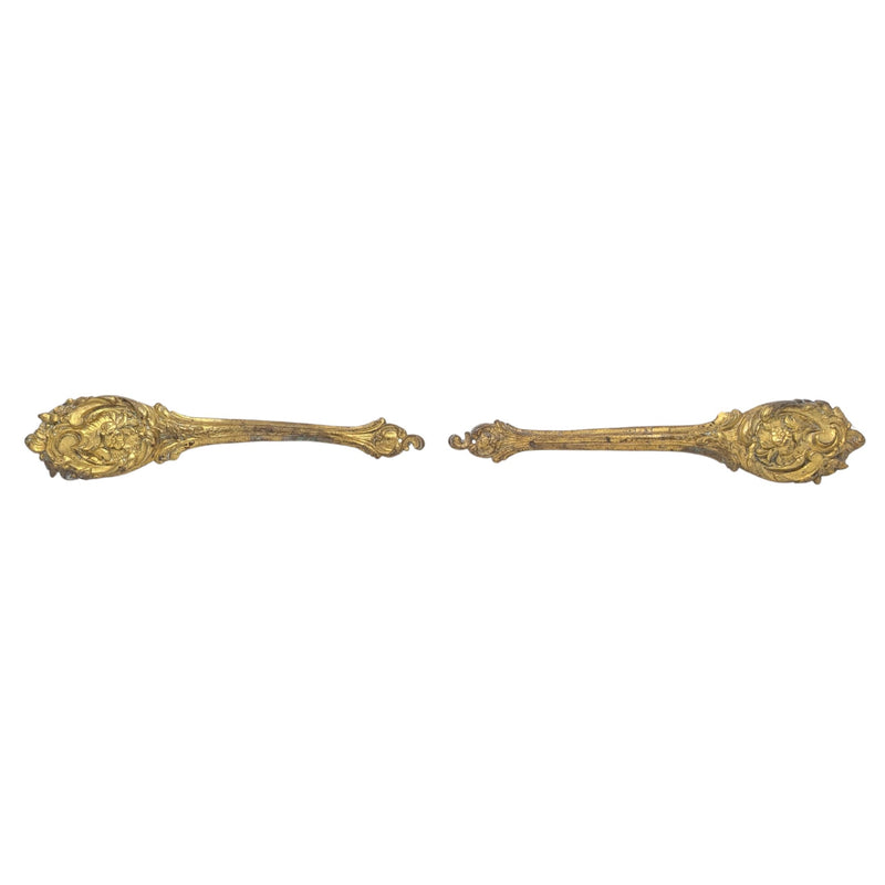 Pair French Victorian Baroque Gilt Bronze Ormolu Curtain Tiebacks (2)