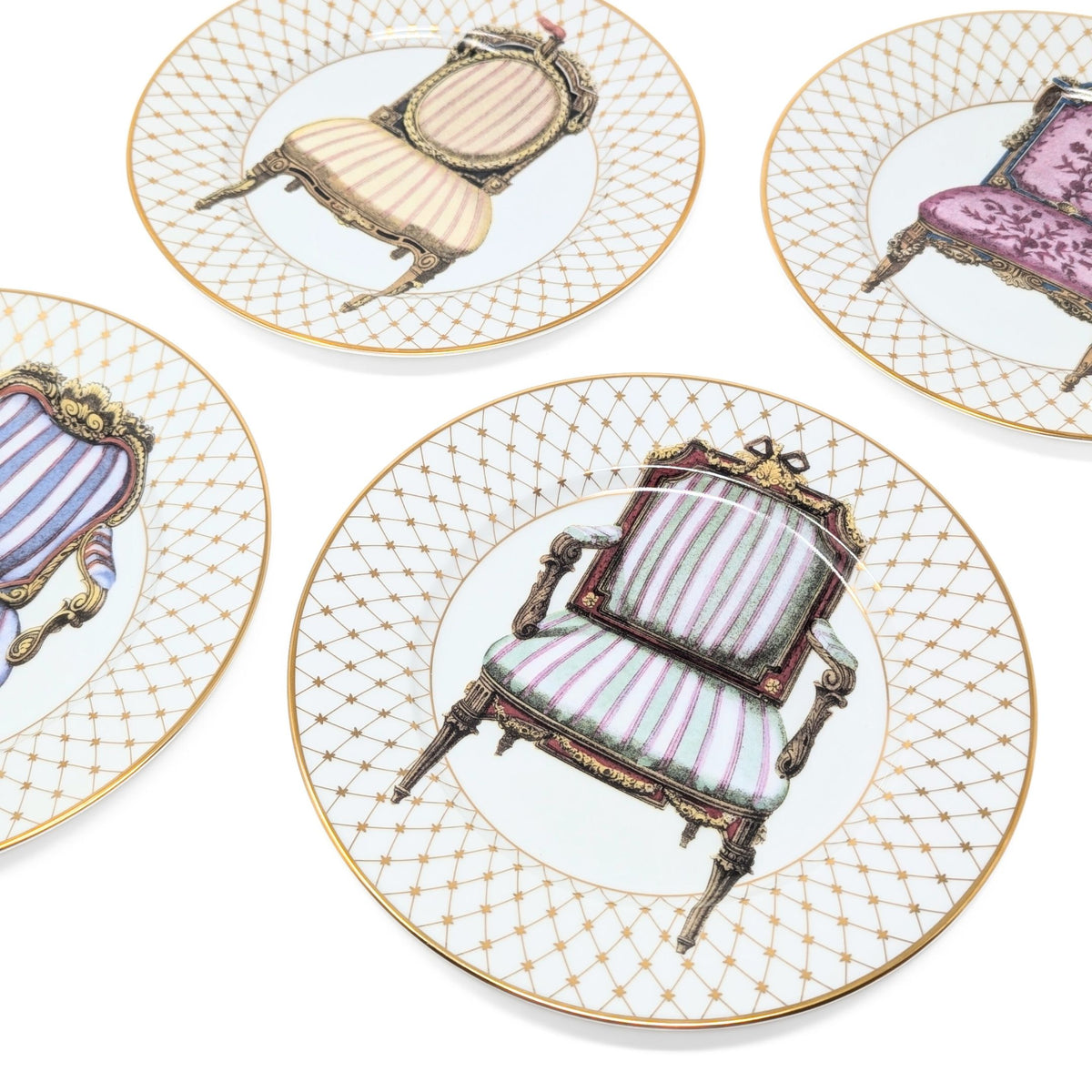 Fitz & Floyd "Chaise" Salad Plates (I, II, III, & IV)