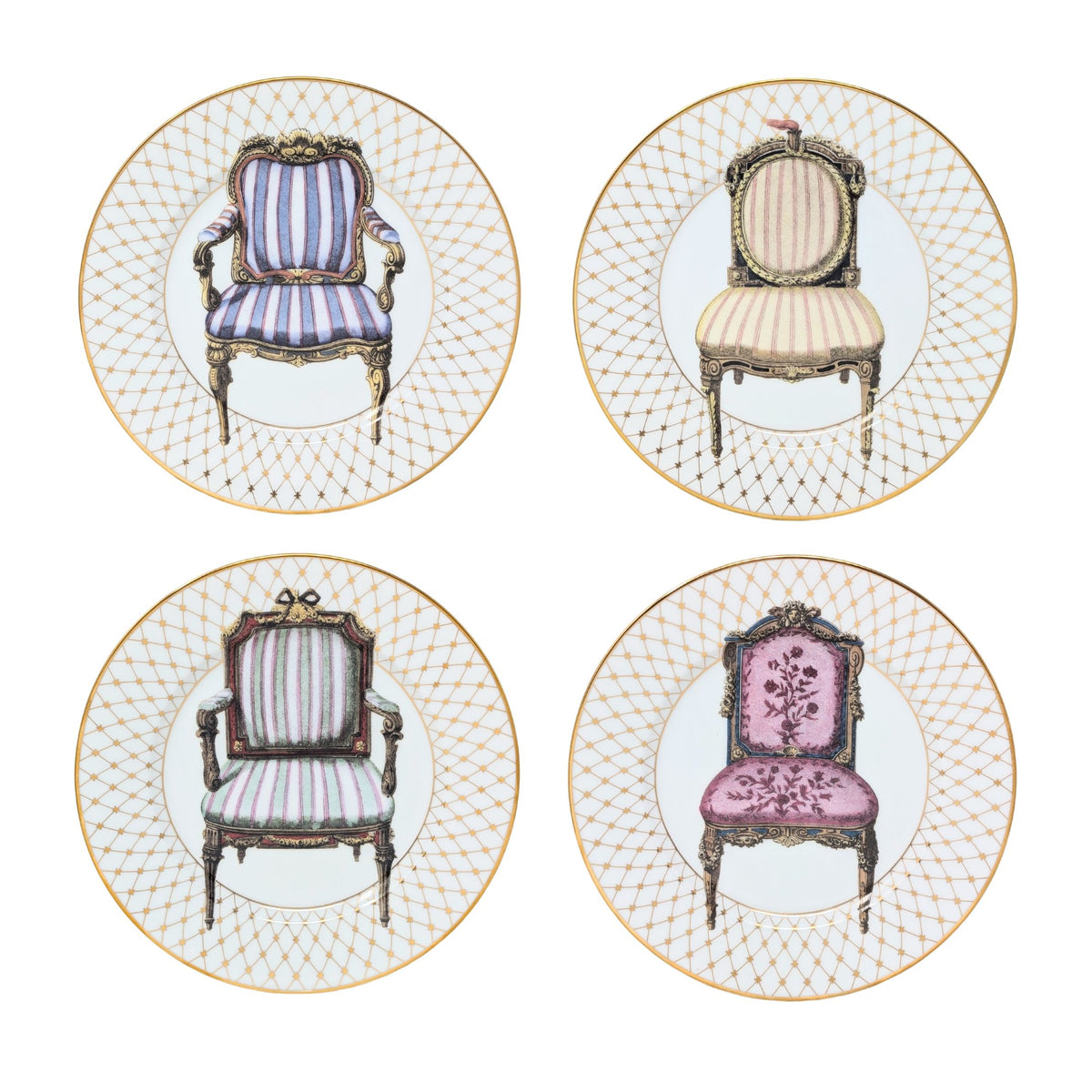 Fitz & Floyd "Chaise" Salad Plates (I, II, III, & IV)
